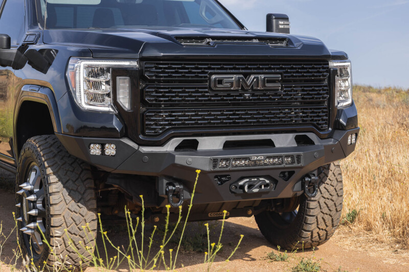 GMC Sierra 3500 Front Bumper - DV8 Offroad - Spec Series - Micro-texture black powder coat with satin black accents - `20-`23